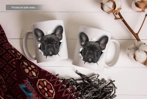 Miniatura 6 de Taza negra de bulldog francés – Taza de café divertida de cerámica – Regalo perfecto de bulldog francés – Bonita taza de café novedosa – Gran