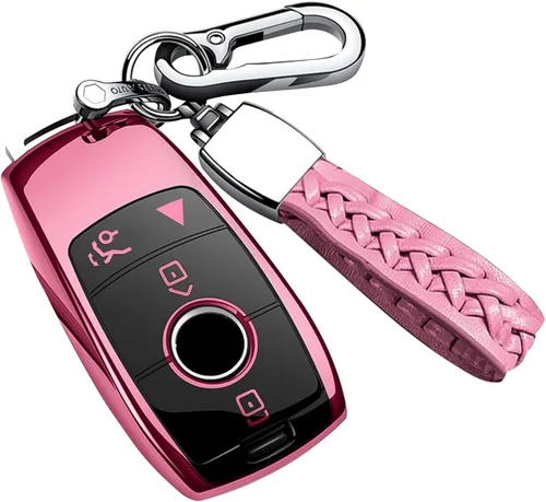 Miniatura 12 de Compatible con funda para llavero Mercedes Benz con llavero, TPU suave protección de 360 grados para GLA GLE GLS 2020-2025 Clase S 2019-2023 Clase E