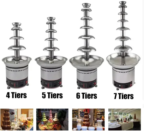 Miniatura 3 de Fuente de cascada de chocolate de 5 niveles con capacidad de 8.8 libras, máquina eléctrica de acero inoxidable para fondue de chocolate caliente