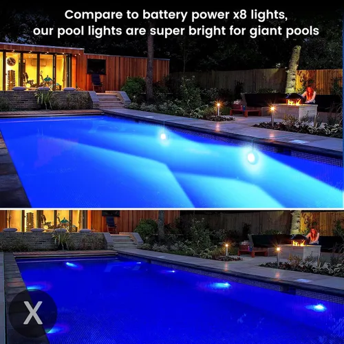 Miniatura 6 de LyLmLe Luces LED de piscina, Luz magnética sumergible inteligente RGB de 20W con control por APP, 800lm regulable, luces subacuáticas IP68 Azul