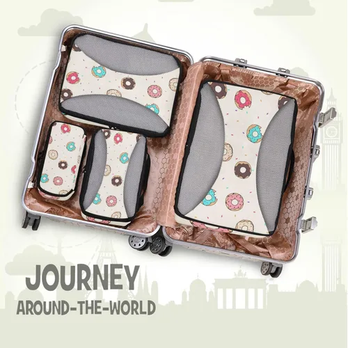 Miniatura 6 de Juego de 4 cubos de equipaje de viaje para hombres y mujeres, juego de organizadores de embalaje para hombres y mujeres