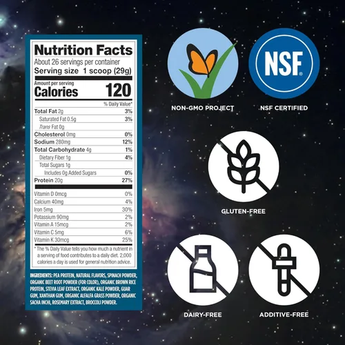 Miniatura 4 de Vega Protein + Supergreens - 20g de proteína a base de plantas, sabor a bayas, 26 porciones, verduras y vegetales reales, vegano keto, 0g de azúcar