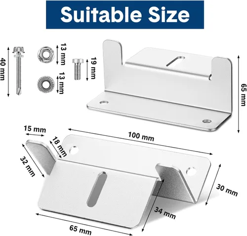 Miniatura 2 de Konohan Juego de 10 soportes de montaje para panel solar, soporte Z de aluminio, kit de soportes de montaje de panel solar con tuercas y pernos