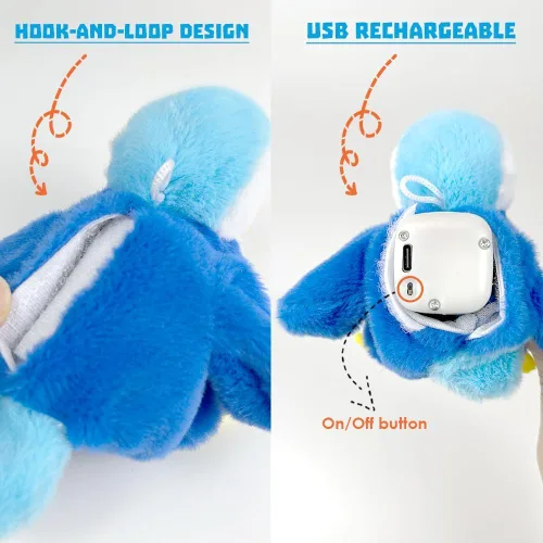 Miniatura 5 de Juguete interactivo de pingüino para gatos, juguete recargable con alas aleteadas con hierba gatera, alas de batir automáticas, divertido juguete