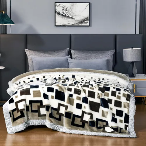 Miniatura 18 de Manta de visón coreano de 55"×75", sedosa, suave y cálida - Manta de cama Raschel reversible de 2 capas para cama individual. (150x200cm-2.5kg).