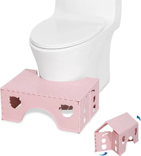 Miniatura 6 de Taburete de inodoro plegable, taburete de baño saludable de 7 pulgadas con pies antideslizantes, un buen ayudante para aliviar eficazmente
