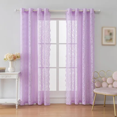 Miniatura 18 de Anytime Paneles de Cortinas Transparentes Arcoíris para Sala de Estar Elegantes Juegos de Tratamiento de Ventanas Translúcidas Filtrantes de Luz