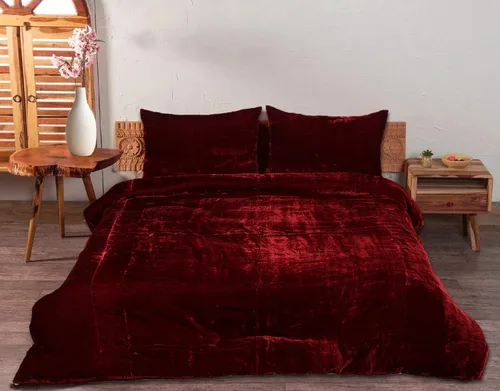 Miniatura 12 de Sophia-Art - Juego de 3 piezas de ropa de cama de terciopelo de rayón ultra lujo, funda de edredón boho de un solo color, funda de colcha