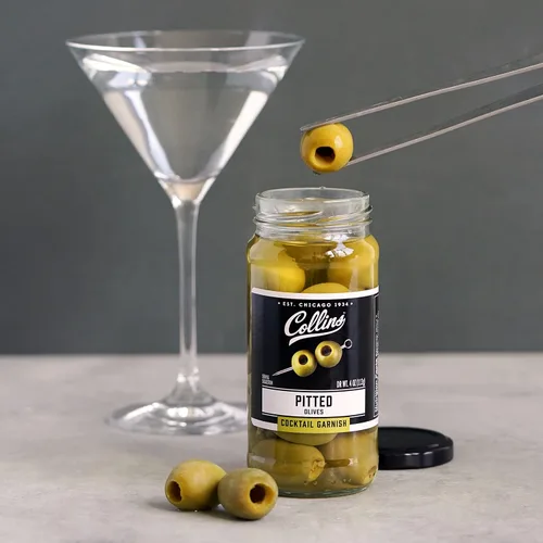 Miniatura 6 de Collins Aceitunas sin hueso: guarnición popular para cócteles, martinis sucios, ensaladas, bandejas de queso, embutidos, aperitivos, 4 onzas