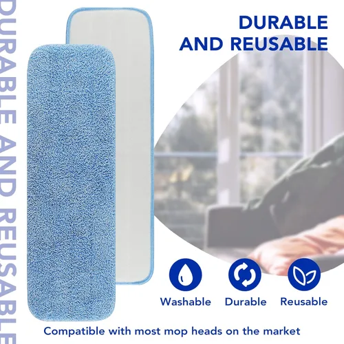Miniatura 6 de Almohadillas de repuesto para trapeador Rubbermaid Commercial de 18 y 17 pulgadas, paquete de 10 repuestos reutilizables de limpieza comercial