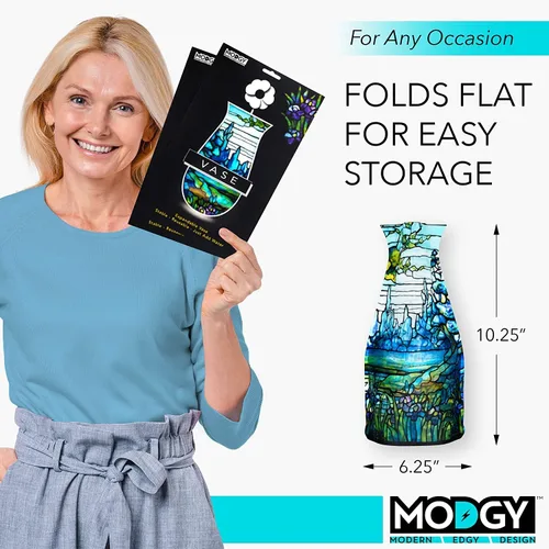 Miniatura 6 de MODGY Florero expandible, plástico decorativo moderno plegable impreso jarrones para centros de mesa para bodas, mesa de comedor, decoración