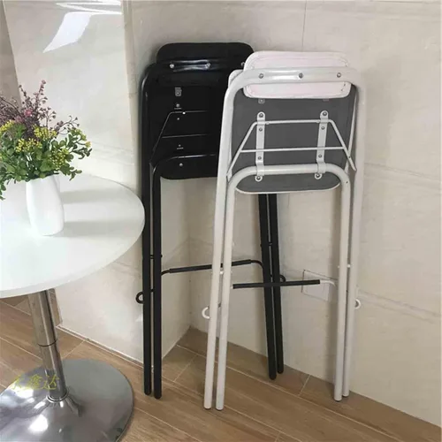 Miniatura 5 de Silla de bar plegable de 26 pulgadas, 28 pulgadas, 30 pulgadas, taburete de bar plegable con respaldo, taburete de bar de desayuno con placa