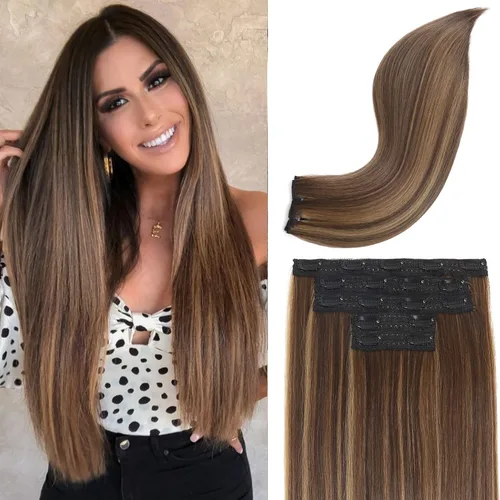 Miniatura 23 de REECHO Extensiones de cabello con pinzas, extensiones de cabello grueso y largo, extensiones de cabello sintético ligero para mujer, 24 pulgadas a