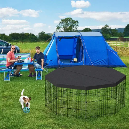 Miniatura 6 de Artmalle Corralito para cachorros, 8 paneles de 24 pulgadas, para interiores y exteriores, de metal, portátil, plegable, para mascotas, animales