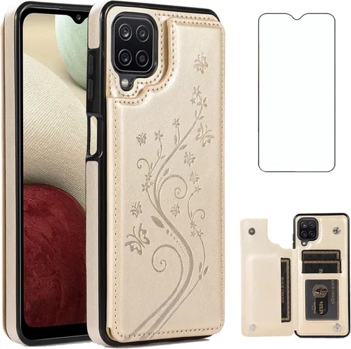 Miniatura 11 de Asuwish Funda de teléfono para Samsung Galaxy A12 con protector de pantalla de vidrio templado, tarjetero con soporte para tarjetero, soporte