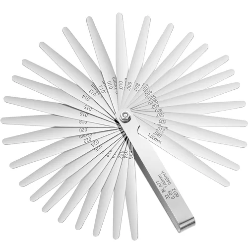 Miniatura 8 de Hotop 25 cuchillas de acero, juego de galgas cónicas, juego de galgas de acero inoxidable con doble marcado, herramienta de medición métrica e