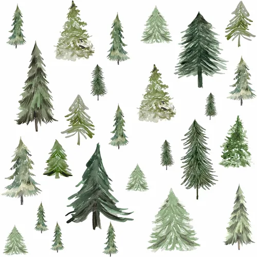 Miniatura 12 de Calcomanías de Pared de Montaña y Árbol Acuarela Calcomanías de Pared de Montaña Despegables y Adhesivas Aves Voladoras Árboles de Pino Verde