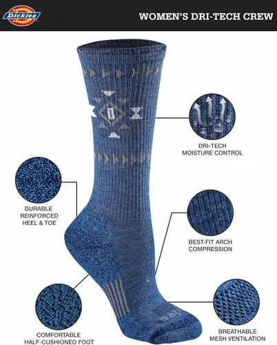 Miniatura 3 de Dickies Women's Dri-Tech Fashion Moisture Control Crew Socks (6, 12 Pairs)