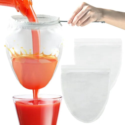 Colador de bolsas de leche de nueces con soporte, coladores de malla fina, colador de gelatina, bolsa de tela de queso reutilizable para colar para