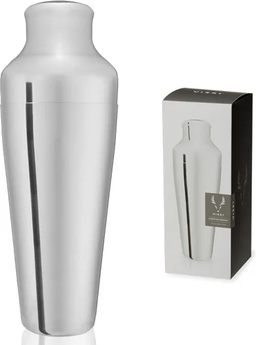 Miniatura 11 de Viski Coctelera parisina contorneada de acero inoxidable pulido de alto brillo con tapa y colador integrados, color negro, juego de 1 unidad de 25
