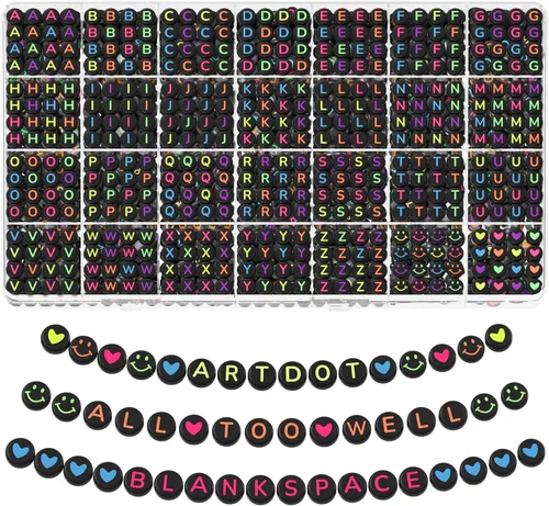Miniatura 9 de ARTDOT Kit de 1400 cuentas de letras para hacer pulseras de amistad, 28 estilos surtidos de suministros de fabricación de joyas, juego de cuentas