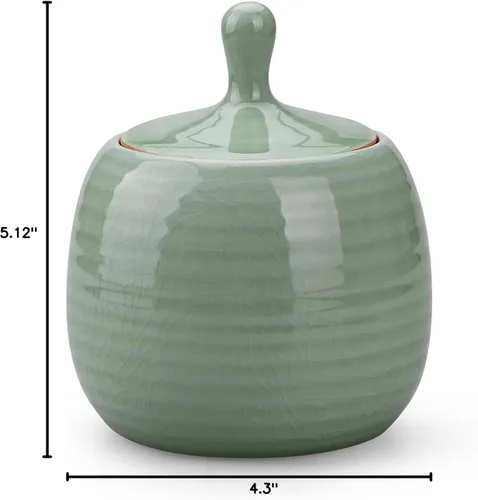 Miniatura 8 de Botes de cocina vintage de cerámica para almacenamiento de alimentos con tapa hermética para té, café, hierbas, azúcar, especias, frutos secos Verde