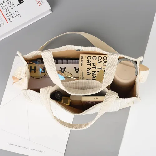 Miniatura 5 de Bolso de mano vintage de pana casual para mujer, bolso cruzado estilo hobo para mujer, bolso de hombro de viaje, bolso ecológico