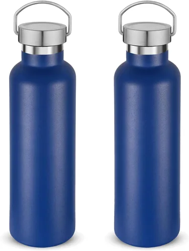 Miniatura 43 de Volhoply 24 onzas Botella de agua aislada con boca estándar con tapa de combinación de plástico y acero inoxidable, botellas de agua de 304 18/8