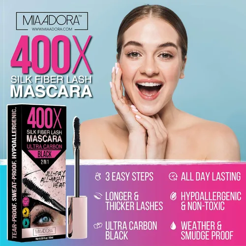 Miniatura 3 de Mascara de pestañas de fibra 3D Mia Adora, fórmula de alta calidad, con ingredientes de alta calidad, hipoalergénicos, naturales y no tóxicos. ebook