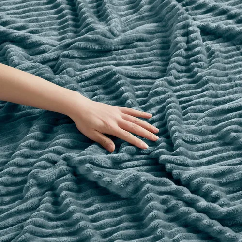 Miniatura 3 de Nestl Manta azul tamaño Queen para cama - Mantas acogedoras y cálidas para mujeres, mantas de felpa grande de vellón para niñas, azul piedra, 90 x