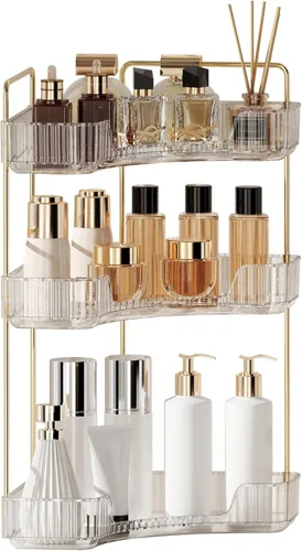 Miniatura 7 de YCIA&DONE Organizador de esquina para mostrador de baño, organizador de maquillaje para tocador, bandeja de perfumes cosméticos para el cuidado