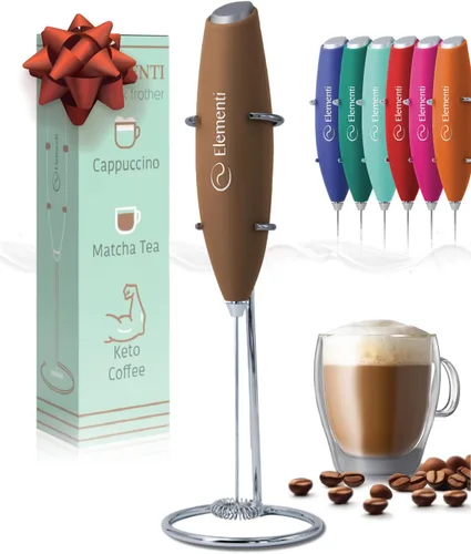 Miniatura 11 de Elementi Espumador de leche eléctrico de mano - Crea café cremoso, delicioso matcha y bebidas perfectas - Batidor compacto y mezclador con soporte