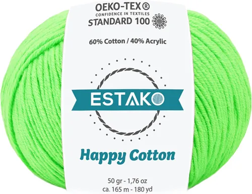 Miniatura 48 de Estako Happy Cotton, 1,76 oz (50 g) / 180 yardas (165 m) de lana 60 % algodón y 40 % acrílico, suave, fina/deportiva (2) para crochet y tejer