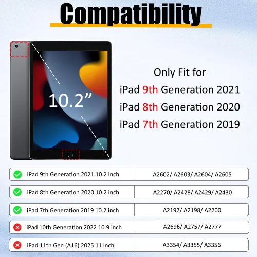 Miniatura 2 de BRAECNstock - Funda para Apple iPad de 9ª/8ª/7ª generación, de 10.2" 2021/2020/2019, funda protectora a prueba de golpes para iPad de 10.2 pulgadas