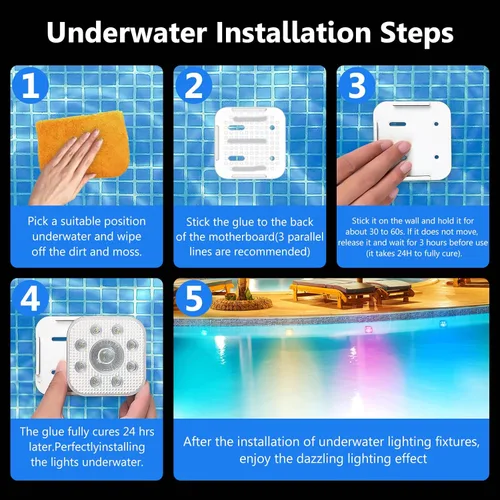 Miniatura 5 de HL Luces de piscina con control remoto, luz LED sumergible con foco, luz flotante recargable RGB, lámpara subacuática impermeable para piscina sobre