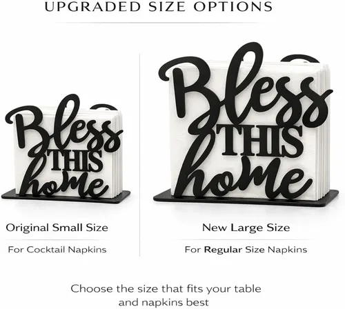 Miniatura 2 de 2Pack Bless This Home Napkin Holder for Table, Modern Metal Black Napkin Holders for Kitchen Dining Tables & Countertops, Paper Cocktail Napkins