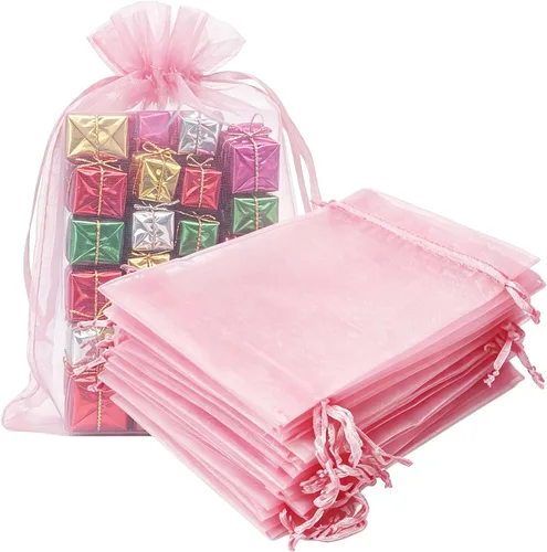 Miniatura 11 de Paquetes de 50 bolsas de organza de regalo de 4 x 6 pulgadas, cordón negro a granel para baby shower, Navidad, cumpleaños de profesores, recuerdos