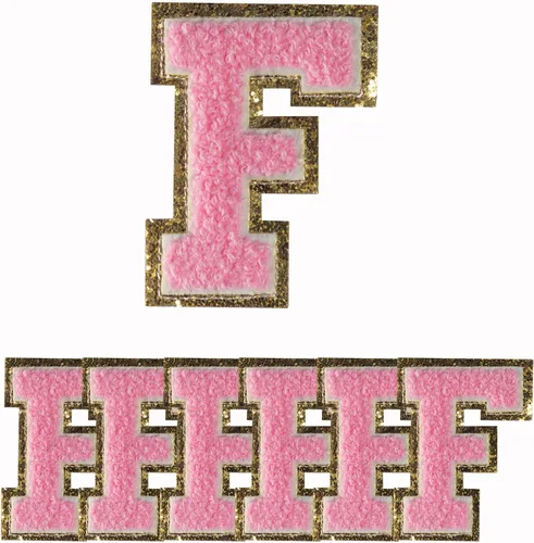 Miniatura 8 de 4 PCS Parches de Letras de Felpilla Negra, Letras Bordadas por Transferencia de Calor, Parches con Purpurina, Parches de Letras Universitarias