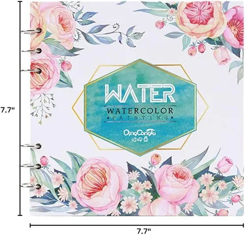 Miniatura 8 de Cuaderno de bocetos de acuarela – Cuaderno de bocetos de papel de acuarela prensa en frío 7.7 x 7.7 pulgadas, 20 hojas, papel pesado de 140