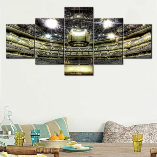 Miniatura 4 de Decoración de sala deportiva Memphis Grizzlies Imágenes para sala de estar, el foro FedEx en Memphis, pinturas de Tennessee, 5 piezas, lienzo, arte