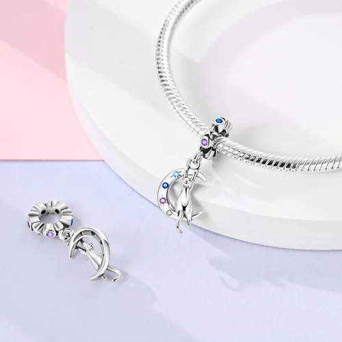 Miniatura 72 de MULA - Dijes de plata de ley 925 para pulseras y collares, colgantes de letras para la familia, cuentas de viaje en avión, dijes de árbol