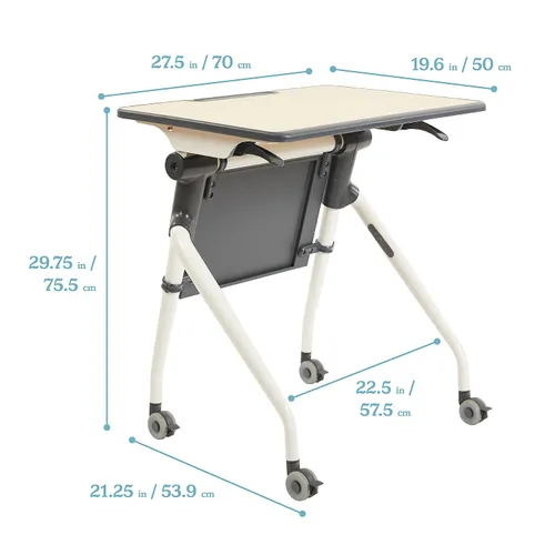 Miniatura 3 de ECR4Kids Escritorio anidado para estudiantes, mesa portátil, arce/gris