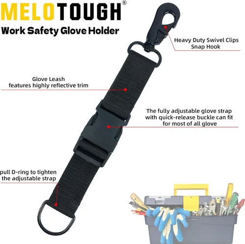 Miniatura 2 de MELOTOUGH Firefighter Gloves Straps Work glove holder with Reflective Tape Glove Clips for Quick Accessfor Firefighters