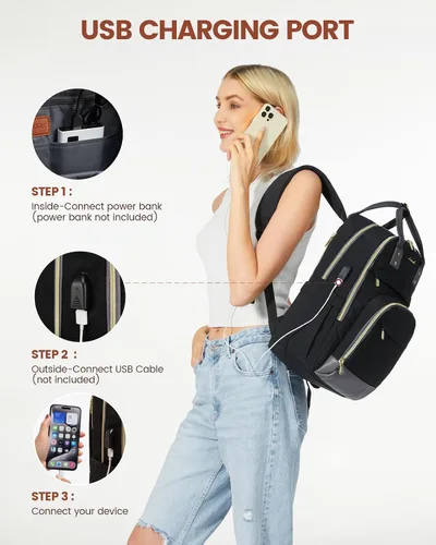 Miniatura 6 de LOVEVOOK - Mochila antirrobo con candado de seguridad para computadora portátil unisex; mochila para viajar, ir a la escuela y universidad, llevar
