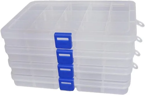 Miniatura 9 de Qualsen Organizador de 15 cuentas con divisores ajustables (paquete de 4), organizador de caja de aparejos y pequeña caja organizadora de plástico
