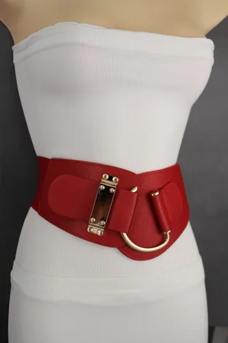 Miniatura 37 de TFJ - Cinturón ancho de moda para mujer, cintura alta, hebilla de gancho de metal dorado, talla XS, S, M, L, XL