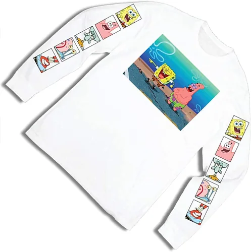 Miniatura 4 de Camisa de Bob Esponja para hombre, camiseta de manga larga con cangrejo Esponja, Patrick y Krusty