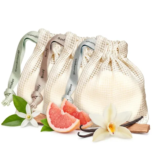 Miniatura 10 de Vove Juego de barra de champú (2 barras + bolsa de almacenamiento), champú sólido sin sulfato para el crecimiento y la fuerza del cabello, proteína