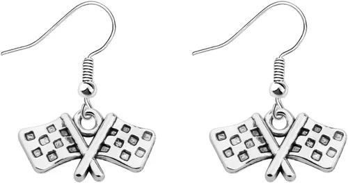 BAUNA Collar de banderas de carreras, collar con colgante de cadena en Y, regalo para carreras de coches y motocross, para aficionados a carreras