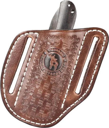 Tourbn Tourbon Funda plegable de cuero para cinturón, funda EDC para hombre, Cross Draw lado derecho, portador de cuchillos trampero con parte